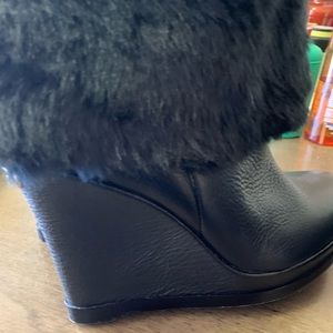 Leather wedge boots New